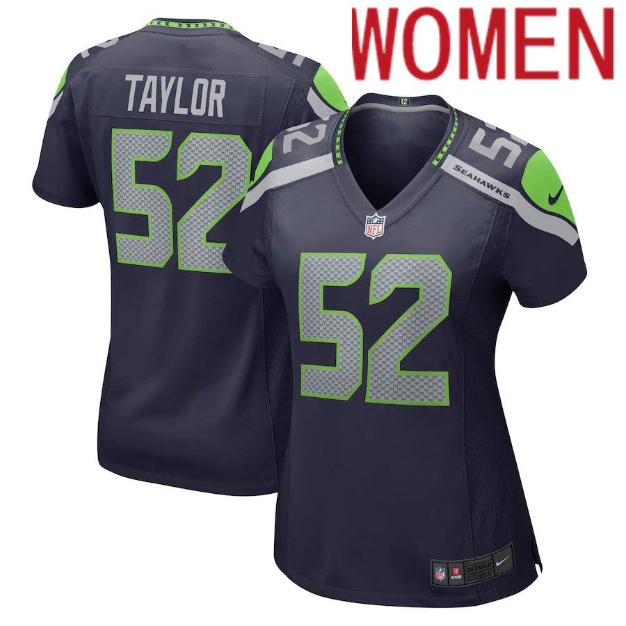 Women Seattle Seahawks 52 Darrell Taylor Nike College Navy Game NFL Jersey